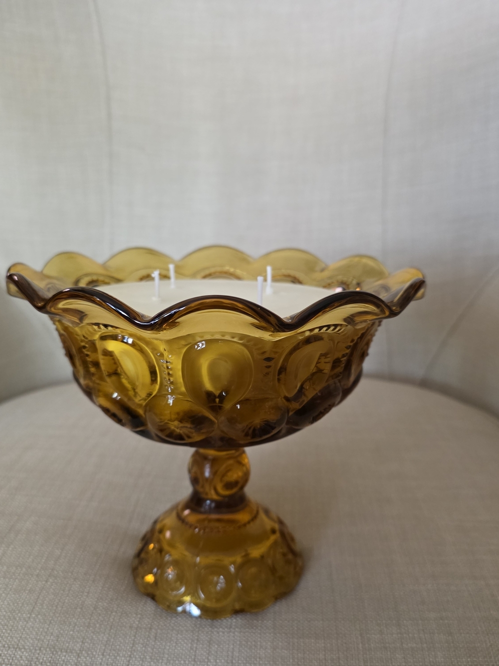 Vintage Glass Moon And Stars Compote Candle
